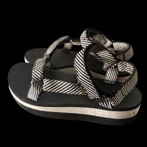 Teva Platform Sport Sandals | Black & White Striped | Adjustable | Unisex